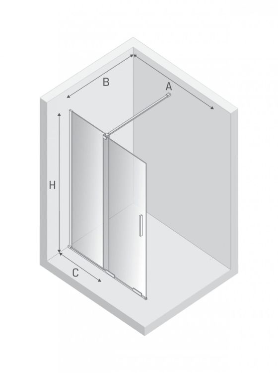 KABINA SMART BLACK 1D WALK-IN U 120x200 CZYSTE 8mm ACTIVE SHIELD 2.0