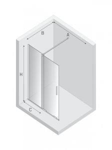 NZ4 KABINA SMART BLACK 1D WALK-IN U 150x200 CZYSTE 8mm ACTIVE SHIELD 2.0