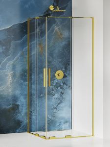 KABINA SMART LIGHT GOLD 2D PROSTOKĄTNA U 80x80x200 CZYSTE 8mm ACTIVE SHIELD 2.0