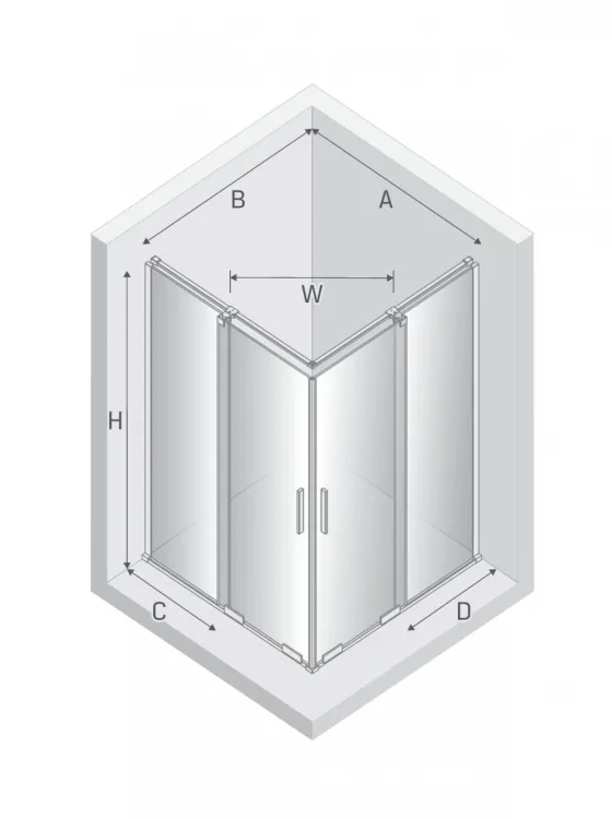 KABINA SMART LIGHT GOLD 2D PROSTOKĄTNA U 120x120x200 CZYSTE 8mm ACTIVE SHIELD 2.0