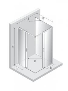 NZ2 KABINA PRIME 2D KWADRATOWA PRZYŚCIENNA U 90x90x200 CZYSTE 6mm ACTIVE SHIELD 2.0