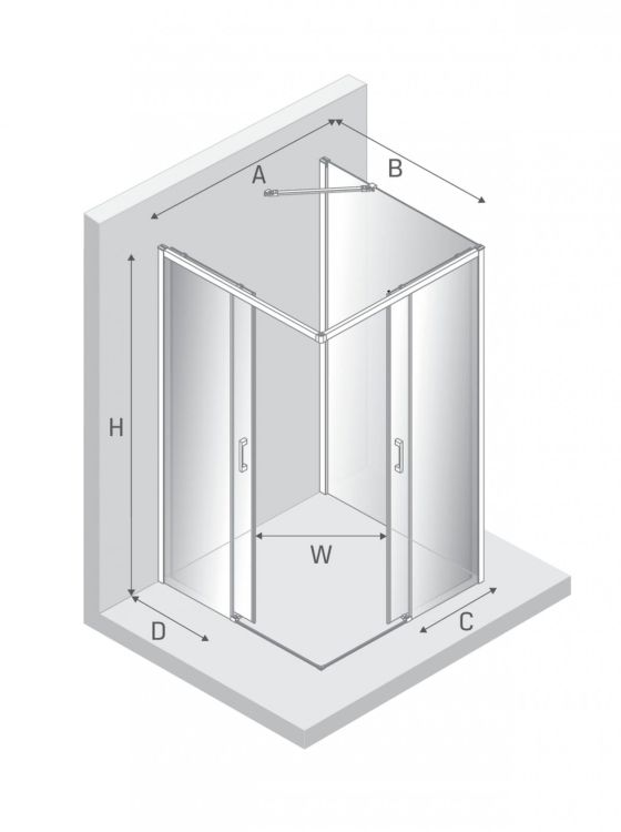 NZ2 KABINA PRIME 2D KWADRATOWA PRZYŚCIENNA U 90x90x200 CZYSTE 6mm ACTIVE SHIELD 2.0