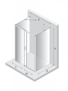 NZ2 KABINA PRIME BLACK 1D PROSTOKĄTNA PRZYŚCIENNA L 120x70x200 CZYSTE 6mm ACTIVE SHIELD 2.0