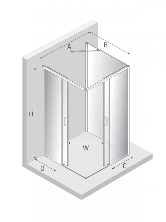 NZ2 KABINA PRIME BLACK 2D KWADRATOWA PRZYŚCIENNA U 80x80x200 CZYSTE 6mm ACTIVE SHIELD 2.0