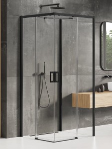 NZ2 KABINA PRIME BLACK 2D PROSTOKĄTNA PRZYŚCIENNA L 80x100x200 CZYSTE 6mm ACTIVE SHIELD 2.0