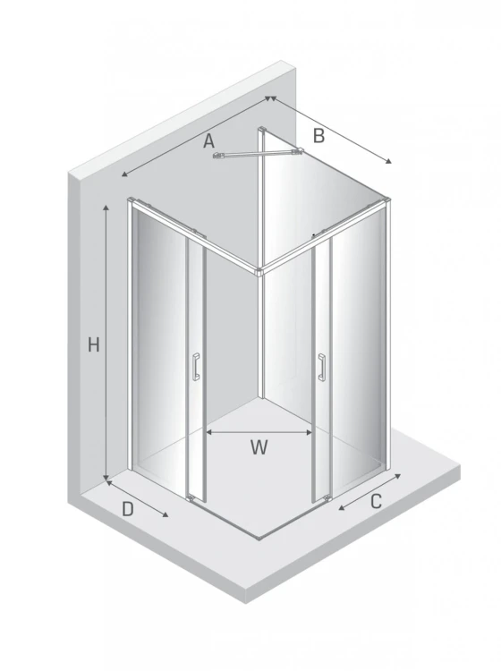 NZ2 KABINA PRIME BLACK 2D PROSTOKĄTNA PRZYŚCIENNA L 100x80x200 CZYSTE 6mm ACTIVE SHIELD 2.0