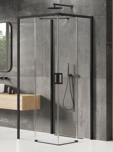 NZ2 KABINA PRIME BLACK 2D PROSTOKĄTNA PRZYŚCIENNA P 70x90x200 CZYSTE 6mm ACTIVE SHIELD 2.0