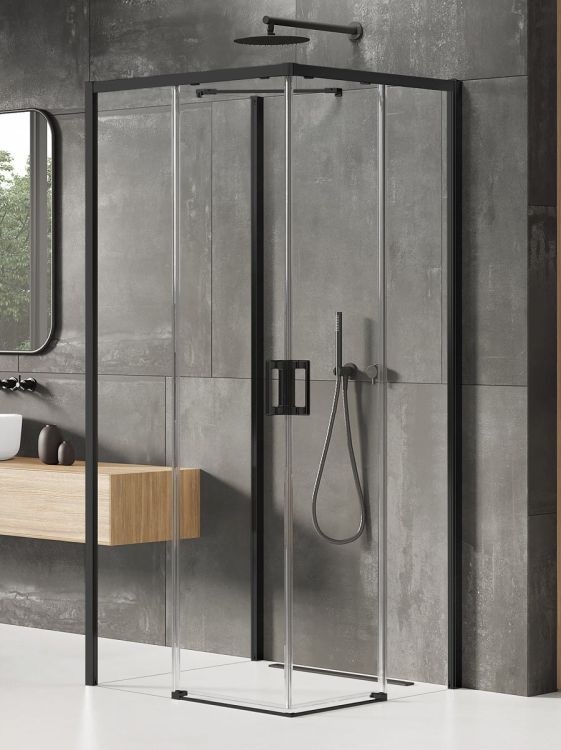 NZ2 KABINA PRIME BLACK 2D PROSTOKĄTNA PRZYŚCIENNA P 70x90x200 CZYSTE 6mm ACTIVE SHIELD 2.0