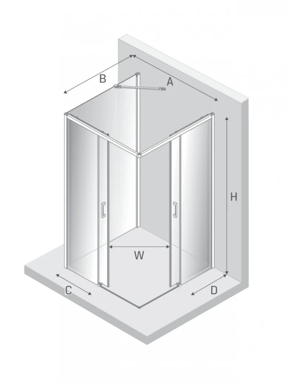 NZ2 KABINA PRIME BLACK 2D PROSTOKĄTNA PRZYŚCIENNA P 70x100x200 CZYSTE 6mm ACTIVE SHIELD 2.0