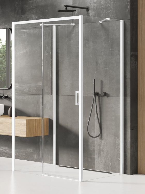 NZ4 KABINA PRIME WHITE 1D PROSTOKĄTNA PRZYŚCIENNA L 130x80x200 CZYSTE 6mm ACTIVE SHIELD 2.0