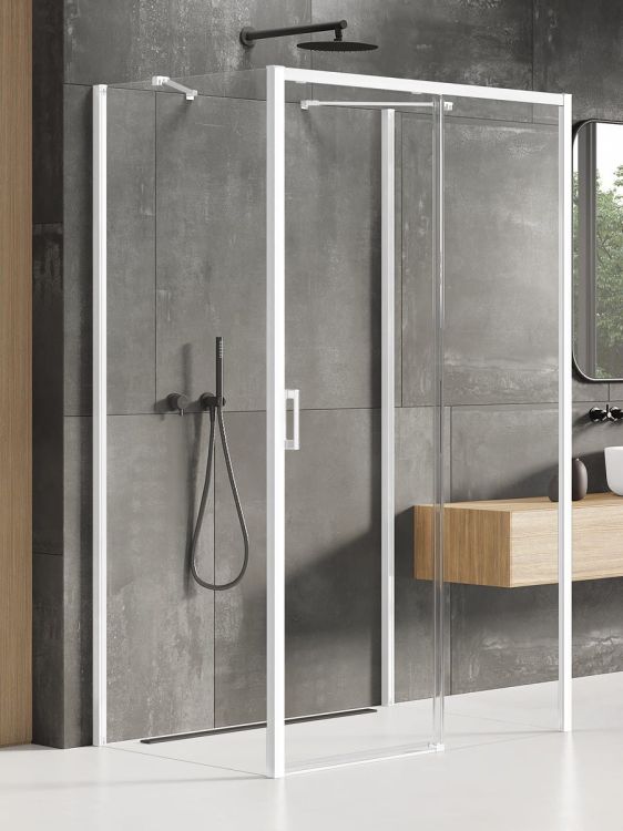 NZ4 KABINA PRIME WHITE 1D PROSTOKĄTNA PRZYŚCIENNA P 160x80x200 CZYSTE 6mm ACTIVE SHIELD 2.0