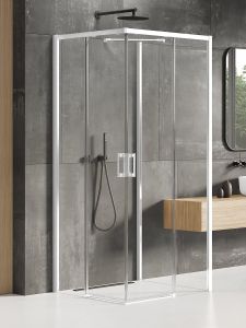 NZ4 KABINA PRIME WHITE 2D PROSTOKĄTNA PRZYŚCIENNA L 80x100x200 CZYSTE 6mm ACTIVE SHIELD 2.0