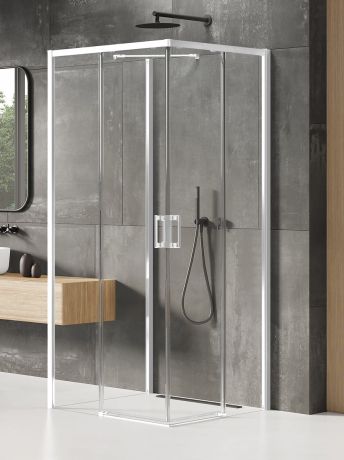 Przejdź do produktu NZ4 KABINA PRIME WHITE 2D PROSTOKĄTNA PRZYŚCIENNA P 100x80x200 CZYSTE 6mm ACTIVE SHIELD 2.0