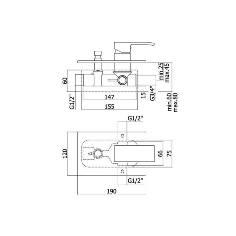 Bateria prysznicowa podtynkowa z przełącznikiem Paffoni Level LEC015CR