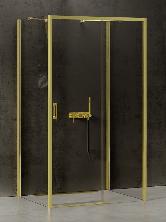 NZ4 KABINA PRIME LIGHT GOLD 1D PROSTOKĄTNA PRZYŚCIENNA P 160x80x200 CZYSTE 6mm ACTIVE SHIELD 2.0