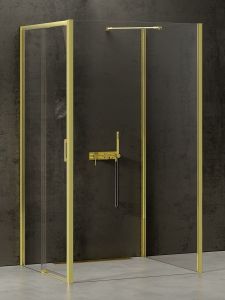 NZ4 KABINA PRIME LIGHT GOLD 1D KWADRATOWA PRZYŚCIENNA L 100x100x200 CZYSTE 6mm ACTIVE SHIELD 2.0