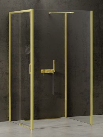 Przejdź do produktu NZ4 KABINA PRIME LIGHT GOLD 1D KWADRATOWA PRZYŚCIENNA L 100x100x200 CZYSTE 6mm ACTIVE SHIELD 2.0