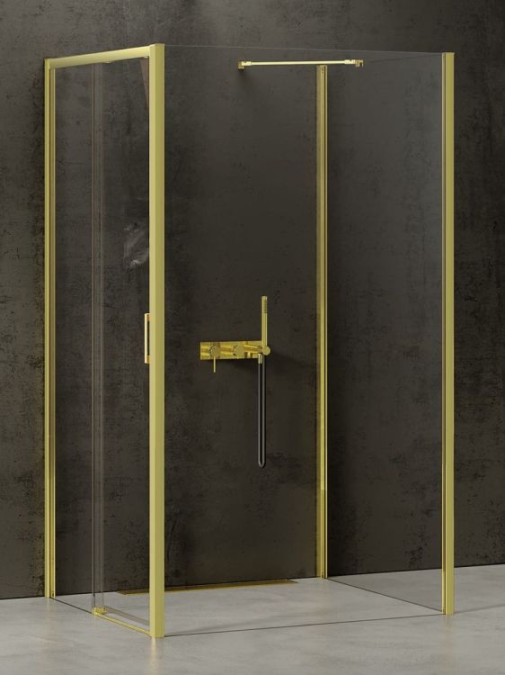 NZ4 KABINA PRIME LIGHT GOLD 1D KWADRATOWA PRZYŚCIENNA L 100x100x200 CZYSTE 6mm ACTIVE SHIELD 2.0