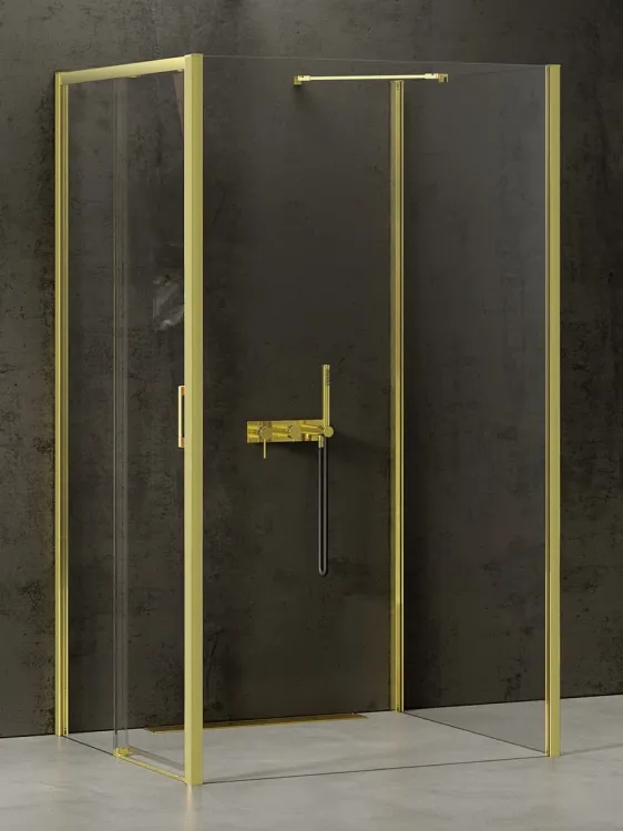 NZ4 KABINA PRIME LIGHT GOLD 1D KWADRATOWA PRZYŚCIENNA L 110x110x200 CZYSTE 6mm ACTIVE SHIELD 2.0