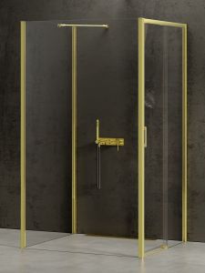 NZ4 KABINA PRIME LIGHT GOLD 1D KWADRATOWA PRZYŚCIENNA P 110x110x200 CZYSTE 6mm ACTIVE SHIELD 2.0
