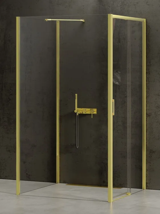 NZ4 KABINA PRIME LIGHT GOLD 1D KWADRATOWA PRZYŚCIENNA P 110x110x200 CZYSTE 6mm ACTIVE SHIELD 2.0