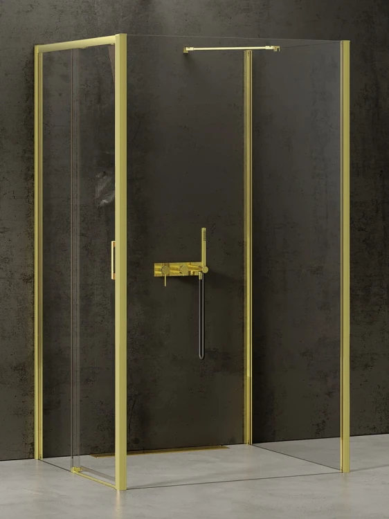 NZ4 KABINA PRIME LIGHT GOLD 1D PROSTOKĄTNA PRZYŚCIENNA L 120x90x200 CZYSTE 6mm ACTIVE SHIELD 2.0