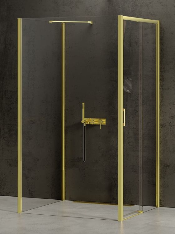NZ4 KABINA PRIME LIGHT GOLD 1D KWADRATOWA PRZYŚCIENNA P 120x120x200 CZYSTE 6mm ACTIVE SHIELD 2.0