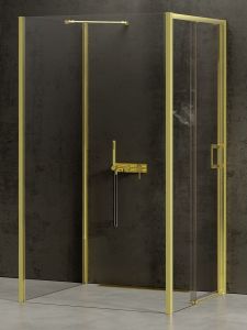NZ4 KABINA PRIME LIGHT GOLD 1D KWADRATOWA PRZYŚCIENNA L 110x110x200 CZYSTE 6mm ACTIVE SHIELD 2.0
