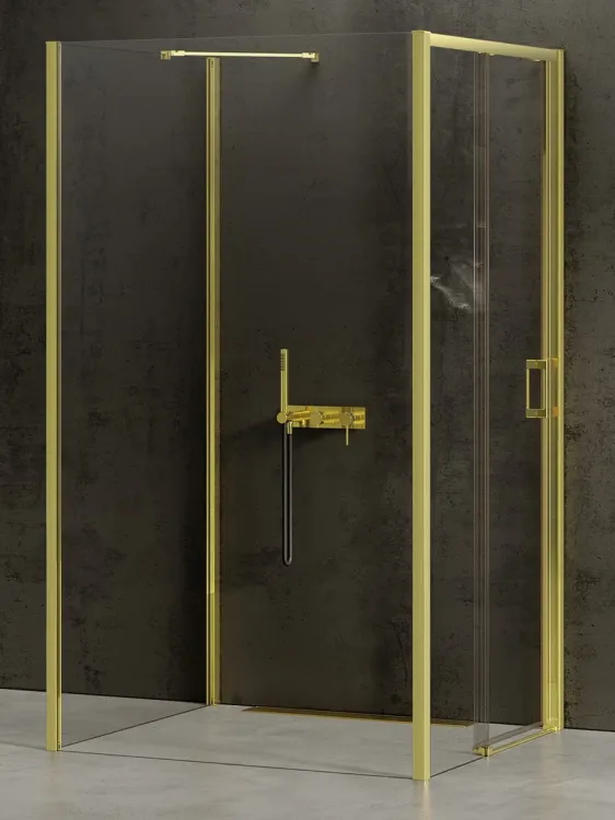 NZ4 KABINA PRIME LIGHT GOLD 1D KWADRATOWA PRZYŚCIENNA L 110x110x200 CZYSTE 6mm ACTIVE SHIELD 2.0