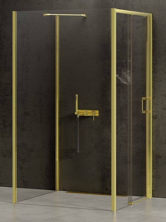 NZ4 KABINA PRIME LIGHT GOLD 1D KWADRATOWA PRZYŚCIENNA L 120x120x200 CZYSTE 6mm ACTIVE SHIELD 2.0