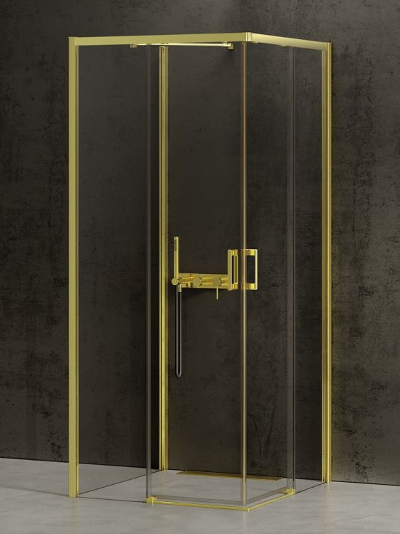 NZ4 KABINA PRIME LIGHT GOLD 2D PROSTOKĄTNA PRZYŚCIENNA P 80x90x200 CZYSTE 6mm ACTIVE SHIELD 2.0