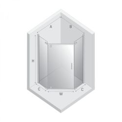 KABINA NEW KOMFORT BLACK 1D PIĘCIOKĄTNA U 90x90x195 GRAFIT 8mm ACTIVE SHIELD 2.0