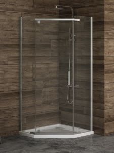 KABINA NEW KOMFORT 1D PIĘCIOKĄTNA U 100x80x195 CZYSTE 8mm ACTIVE SHIELD 2.0