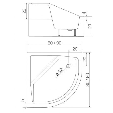 Przejdź do produktu BRODZIK ANGUS PÓŁOKRĄGŁY BIAŁY AKRYLOWY 90x90x29