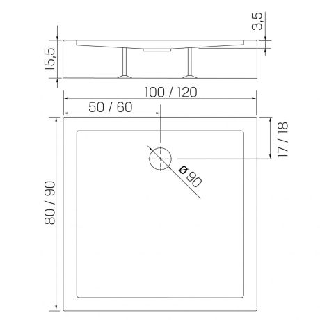 Przejdź do produktu BRODZIK CANTARE PROSTOKĄTNY BIAŁY AKRYLOWY 100x80x15,5