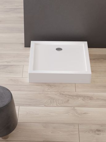 Przejdź do produktu BRODZIK CANTARE KWADRATOWY BIAŁY AKRYLOWY 90x90x15,5