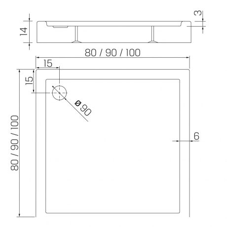 Przejdź do produktu BRODZIK COLUMBUS KWADRATOWY BIAŁY AKRYLOWY 100x100x14