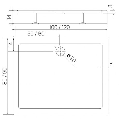 Przejdź do produktu BRODZIK COLUMBUS PROSTOKĄTNY BIAŁY AKRYLOWY 120x80x14