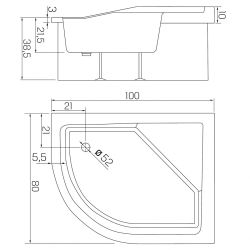BRODZIK MAXIMAASYMETRYCZNY L BIAŁY AKRYLOWY 100x80x38,5