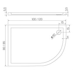 BRODZIK MAXIMA ULTRA ASYMETRYCZNY L BIAŁY AKRYLOWY 100x80x5,5