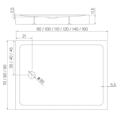 Przejdź do produktu BRODZIK MILD STONE PROSTOKĄTNY BIAŁY AKRYLOWY 80x90x11,5