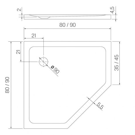 Przejdź do produktu BRODZIK MILD STONE PIĘCIOKĄTNY CZARNY AKRYLOWY 90x90x4,5