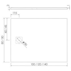 BRODZIK MORI PROSTOKĄTNY SZARY KONGLOMERATOWY 140x90x3