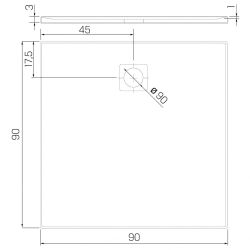 BRODZIK MORI KWADRATOWY SZARY KONGLOMERATOWY 90x90x3