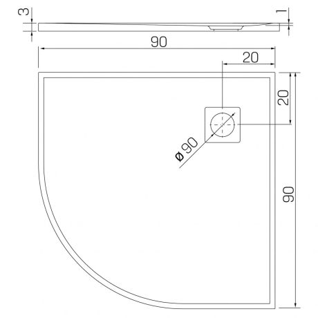 Przejdź do produktu BRODZIK MORI PÓŁOKRĄGŁY CZARNY KONGLOMERATOWY 90x90x3
