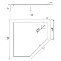 BRODZIK NEW AZURA PIĘCIOKĄTNY BIAŁY AKRYLOWY 90x90x15