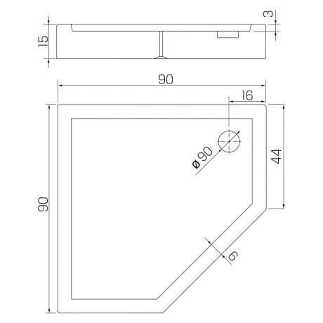 Przejdź do produktu BRODZIK NEW AZURA PIĘCIOKĄTNY BIAŁY AKRYLOWY 90x90x15