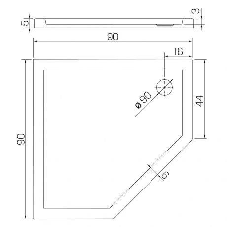 Przejdź do produktu BRODZIK NEW AZURA PIĘCIOKĄTNY BIAŁY AKRYLOWY 90x90x5