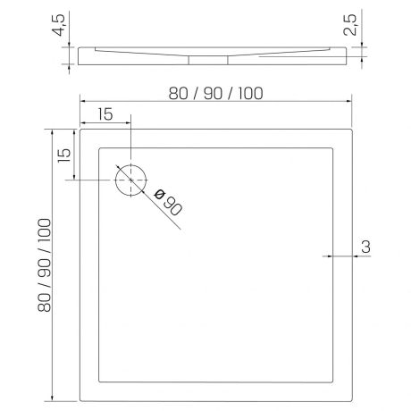Przejdź do produktu BRODZIK NEW CANTARE KWADRATOWY BIAŁY AKRYLOWY 100x100x4,5