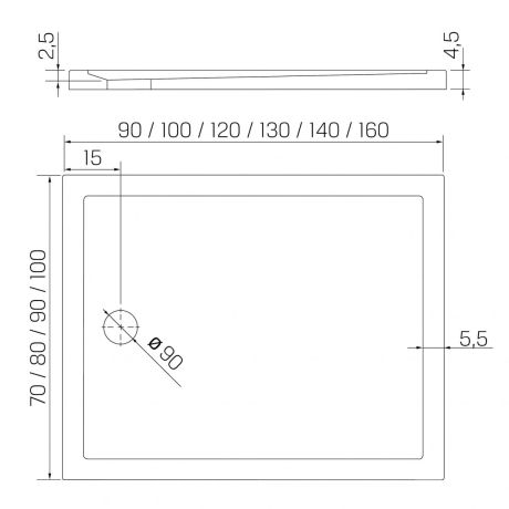 Przejdź do produktu BRODZIK NEW CANTARE PROSTOKĄTNY BIAŁY AKRYLOWY 140x90x4,5